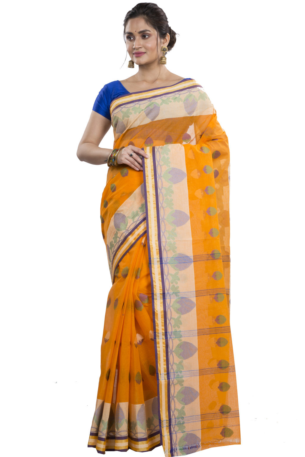 Orange Pure Cotton PaddaPar Tant Saree (776)